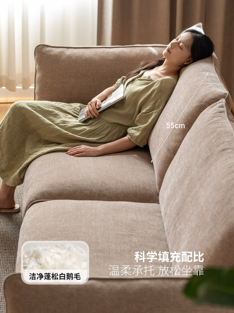 实木现代简约橡木歌德布艺沙发客厅三人位原木沙发