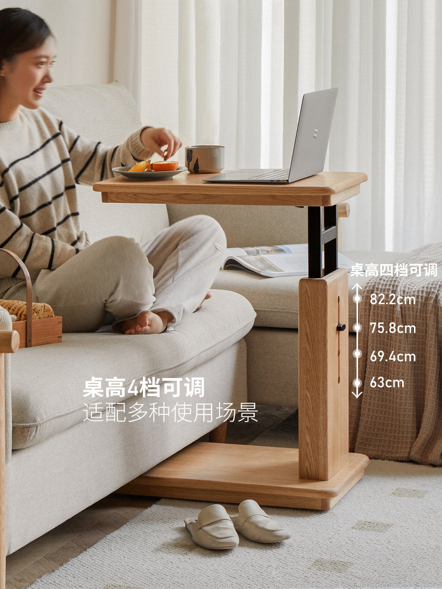 实木手动升降桌可移动书桌沙发小边几现代简约折叠桌
