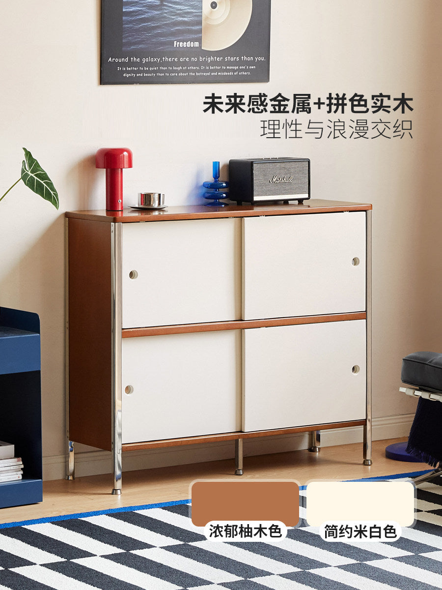 实木书柜包豪斯收纳柜书房中古风储物柜复古置物边柜