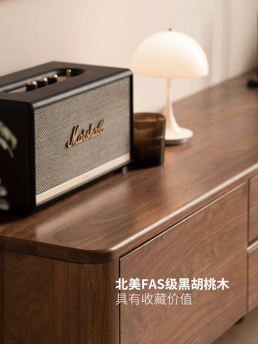 实木电视柜现代简约黑胡桃木储物柜客厅抽屉柜收纳柜