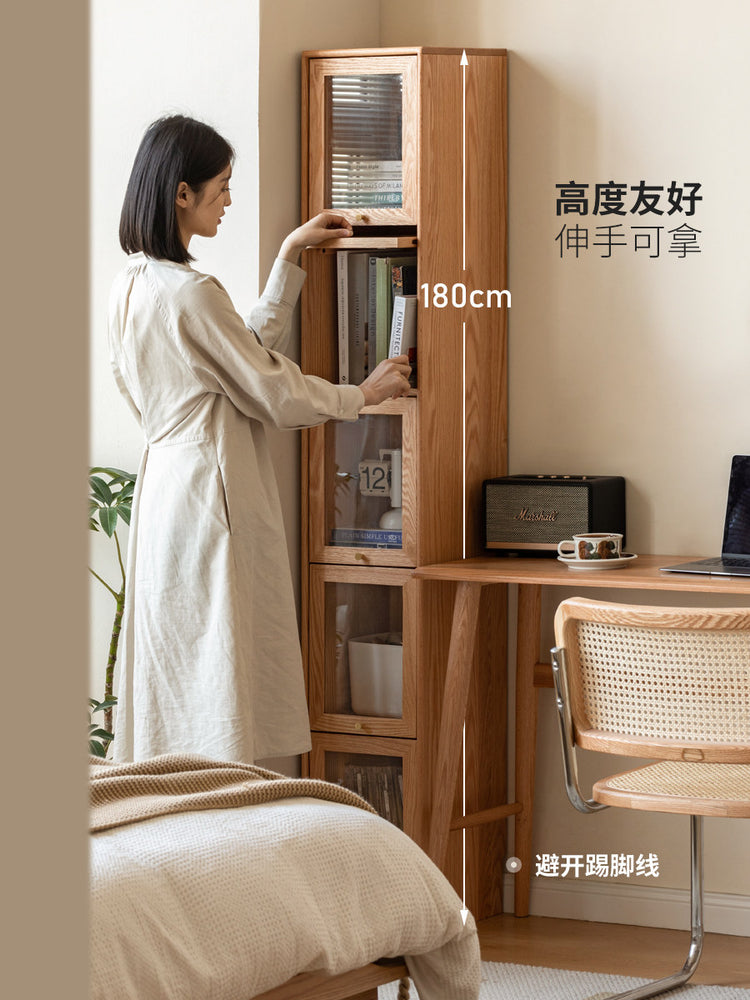 实木书柜角落置物柜简约夹缝收纳柜落地靠墙储物窄柜