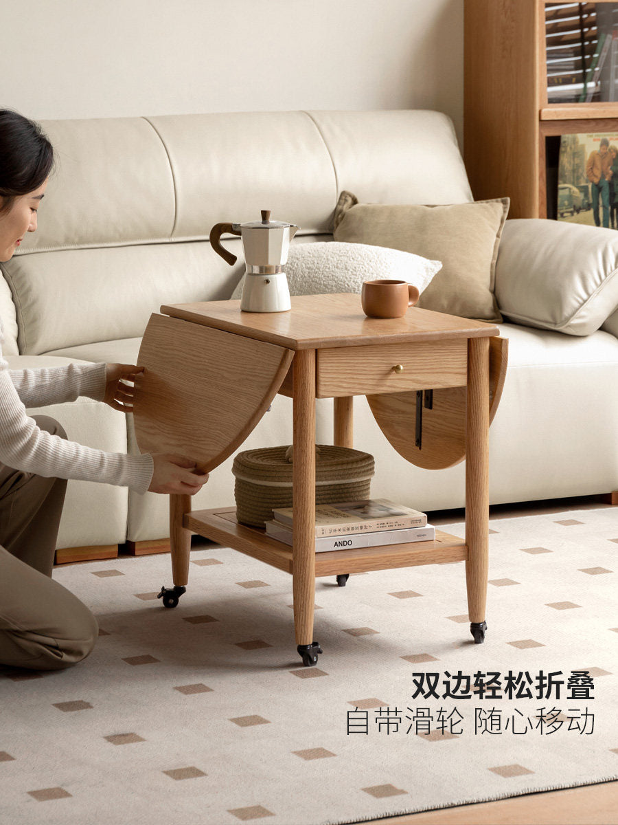 实木小茶几现代简约移动沙发边桌客厅小户型橡木折叠茶台
