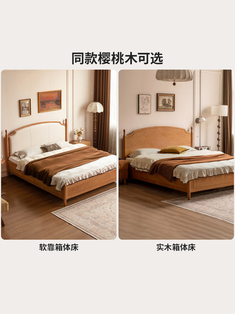 实木床现代简约白色软靠床卧室奶油风齐边床箱体床