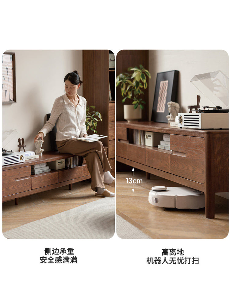 实木电视机柜北欧橡木地柜简约小户型客厅原木家具