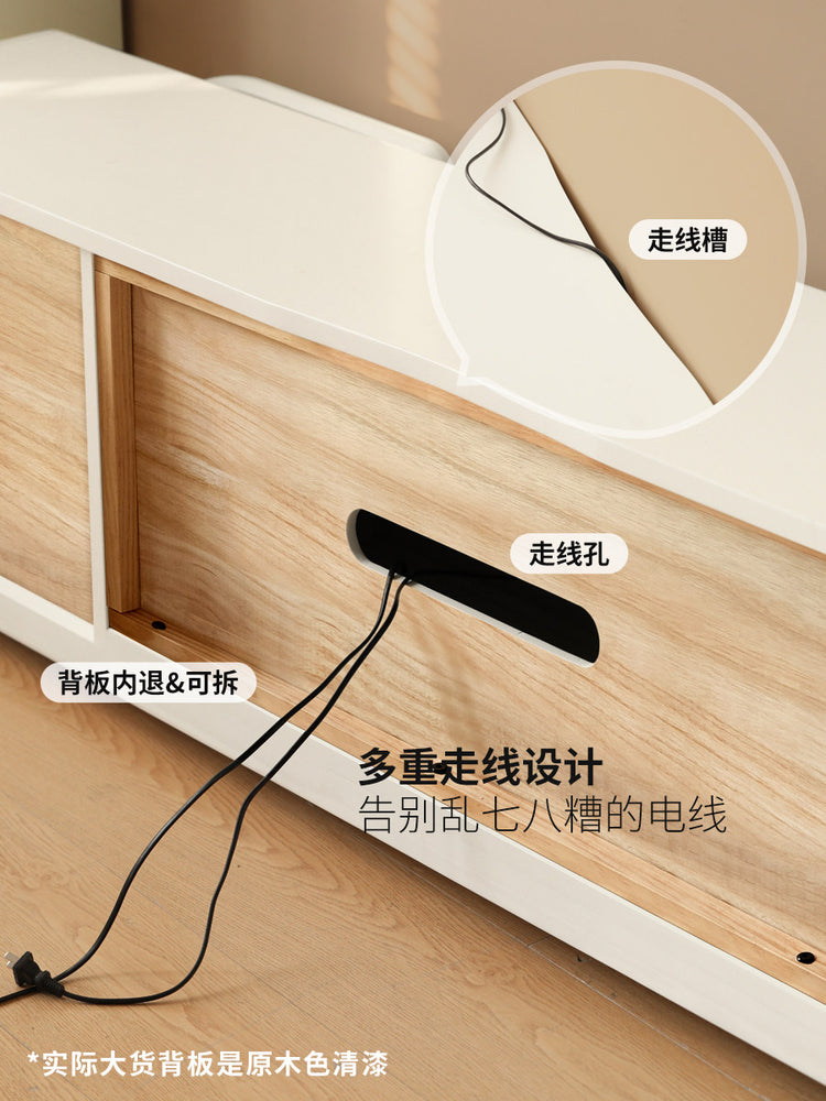 全实木电视柜小户型客厅奶油风地柜加高白色电视机柜