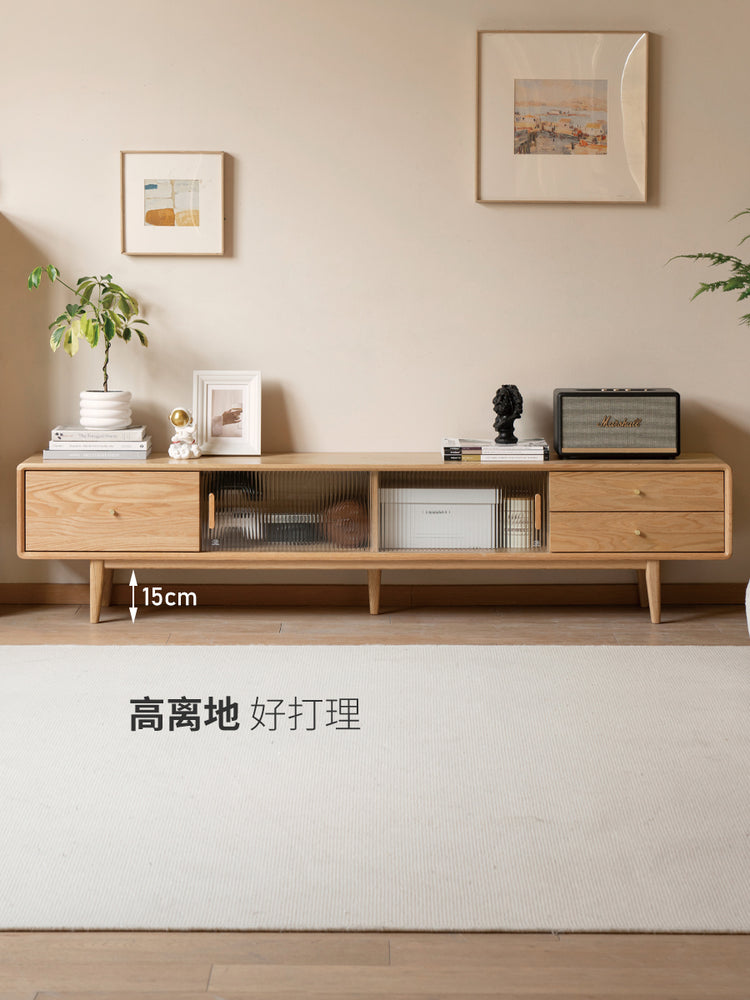 实木电视柜现代客厅橡木北欧小户型收纳柜茶几组合