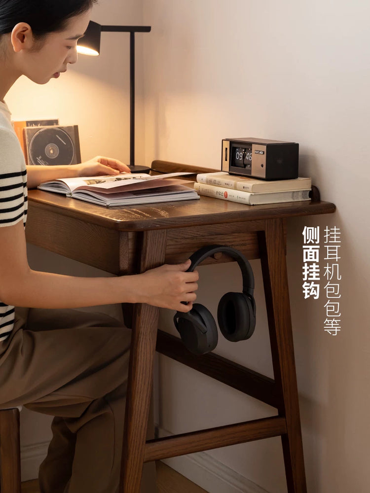 实木书桌小户型学生写字桌橡木小学习桌卧室化妆桌