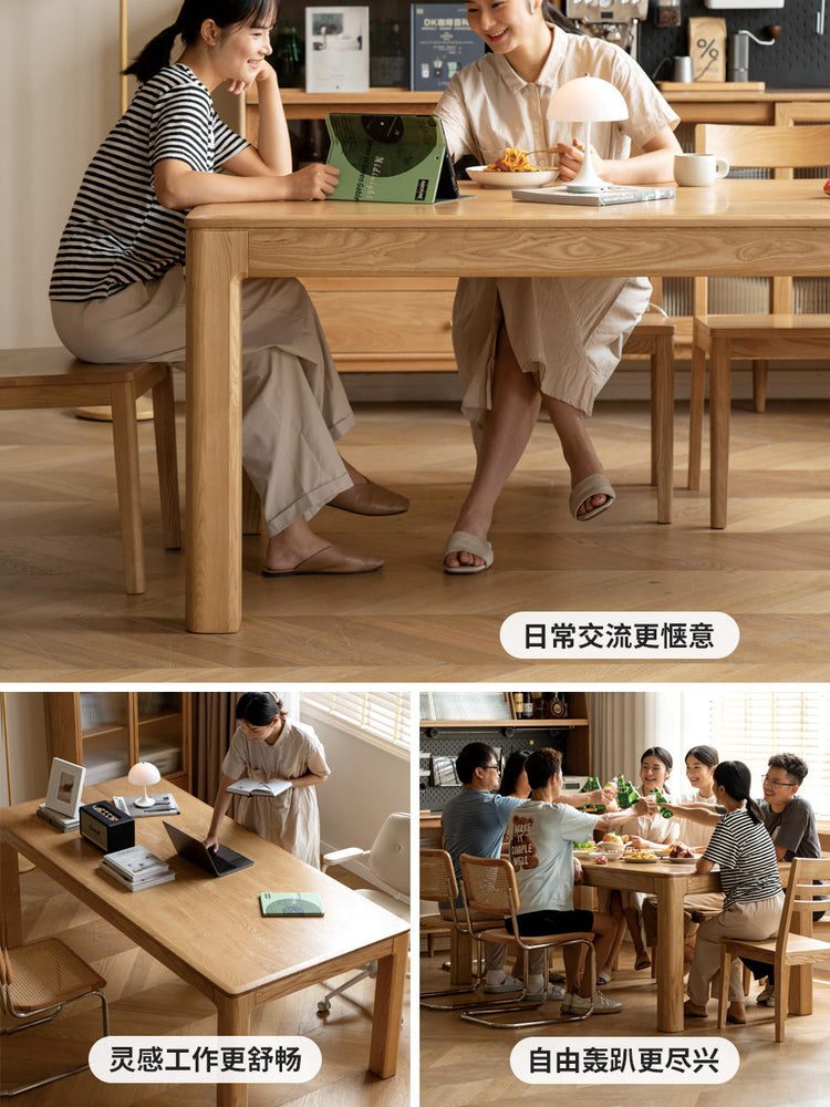 实木餐桌椅组合饭桌现代简约白蜡木办公桌原木长桌子