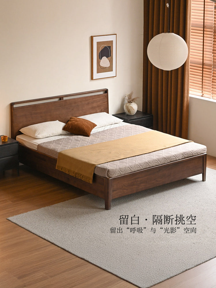 全实木床现代轻奢黑胡桃木储物箱体床北欧卧室家具双人床
