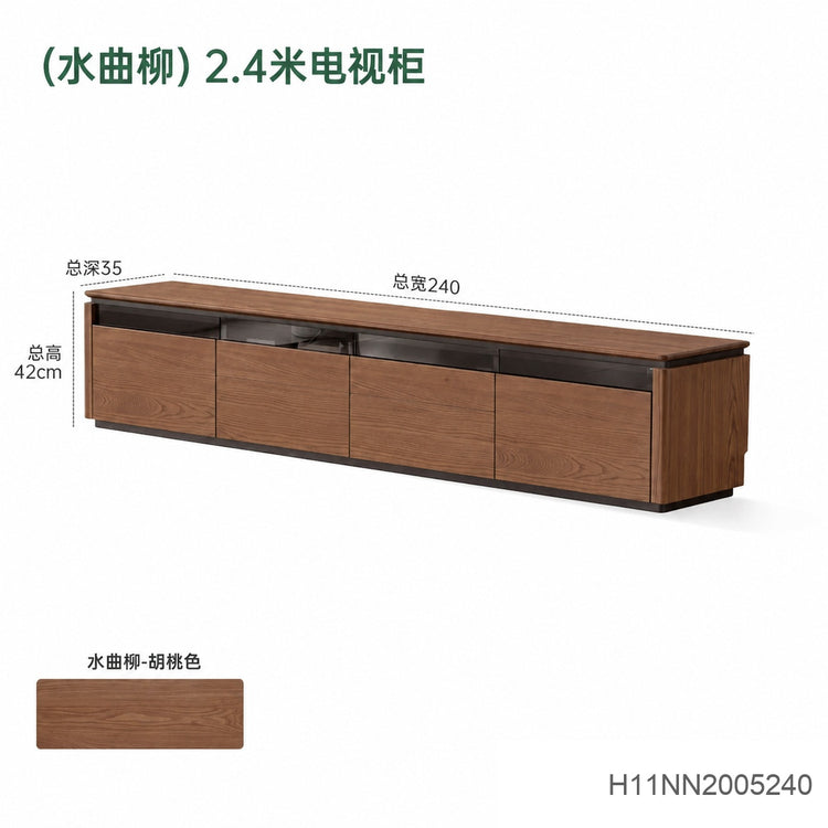 实木电视柜客厅意式轻奢收纳储物柜黑胡桃木落地地台