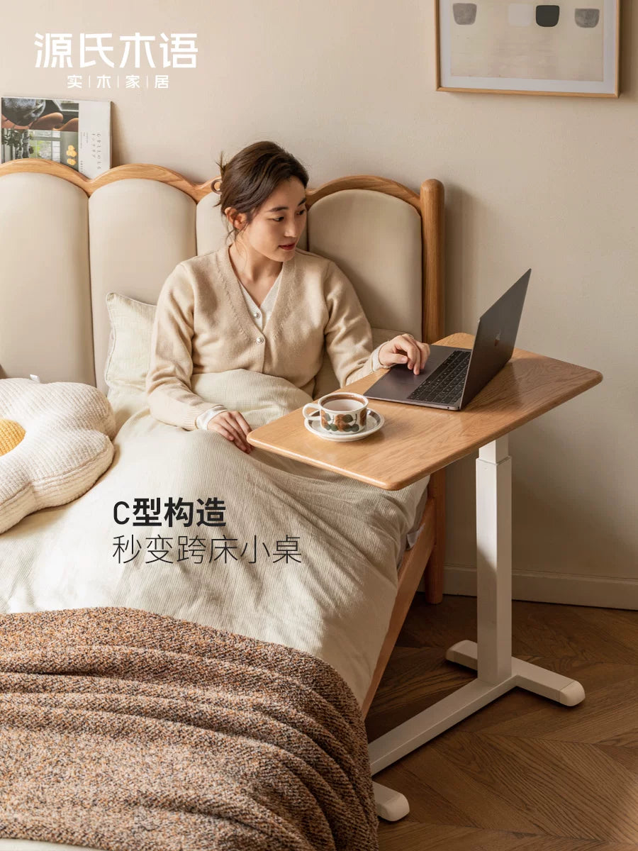 实木书桌移动床边升降桌子书房电脑桌橡木沙发边几