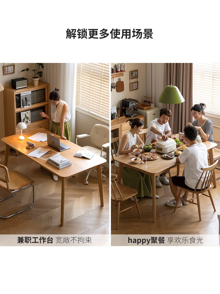 实木餐桌长方形吃饭桌子橡木饭桌工作台餐桌椅组合