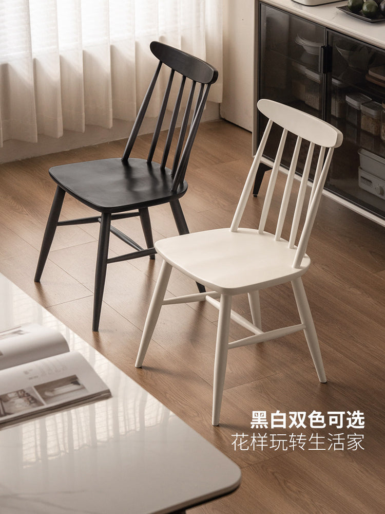 实木餐椅餐厅现代简约餐桌椅黑色温莎椅原木靠背椅椅子