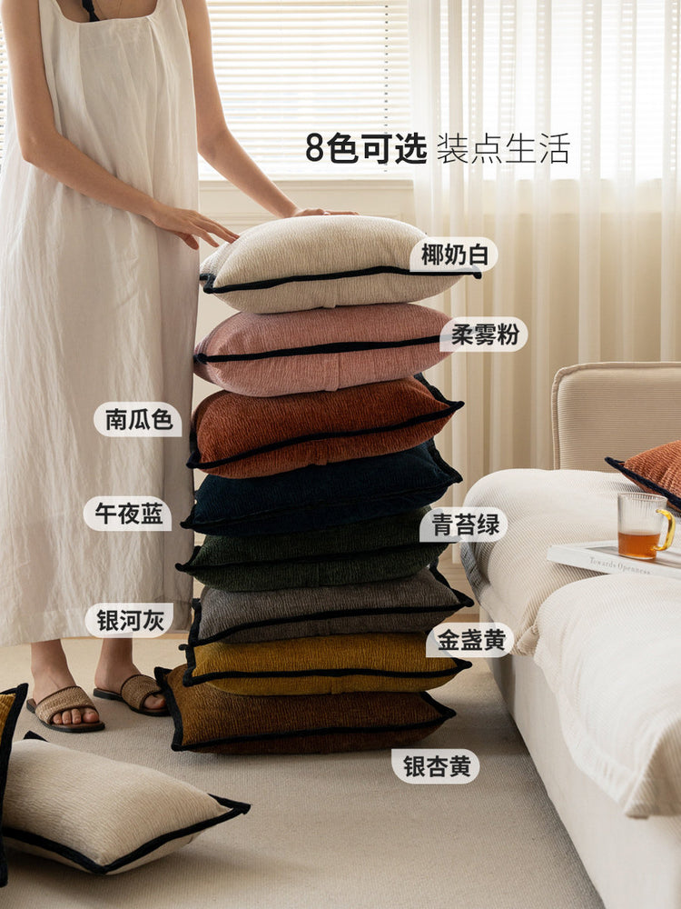 中古风抱枕卧室床头软靠客厅沙发腰枕复古黑边办公午睡枕