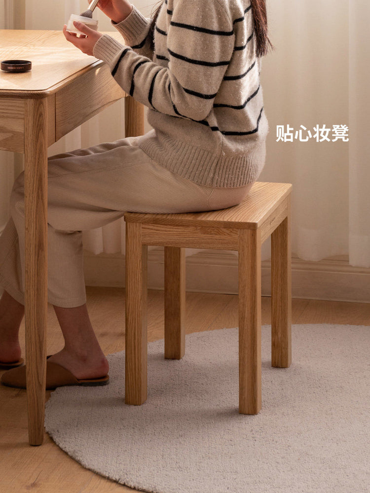 实木凳子北欧简约原木方凳餐厅餐凳换鞋凳橡木化妆凳