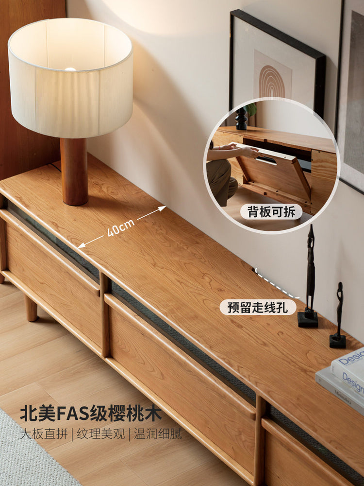 实木电视柜黑标樱桃木地柜客厅收纳储物柜电视机柜