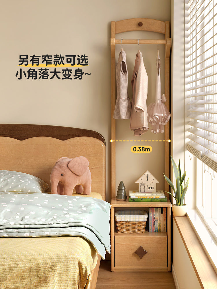 实木儿童衣帽架落地挂衣架小型衣服收纳架卧室床头柜