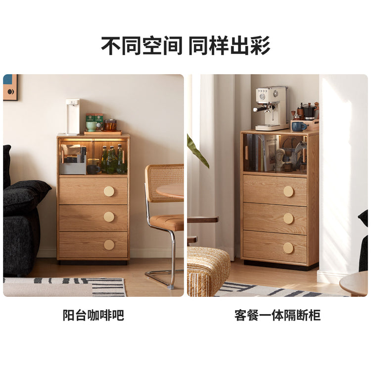 实木边柜客厅中古风抽屉储物柜落地复古置物柜橡木展示柜