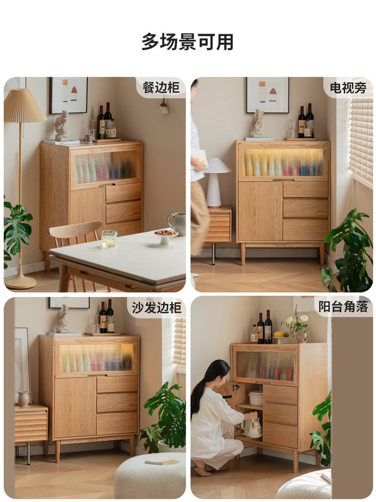 实木餐边柜现代简约多功能储物柜靠墙边柜角落置物收纳柜