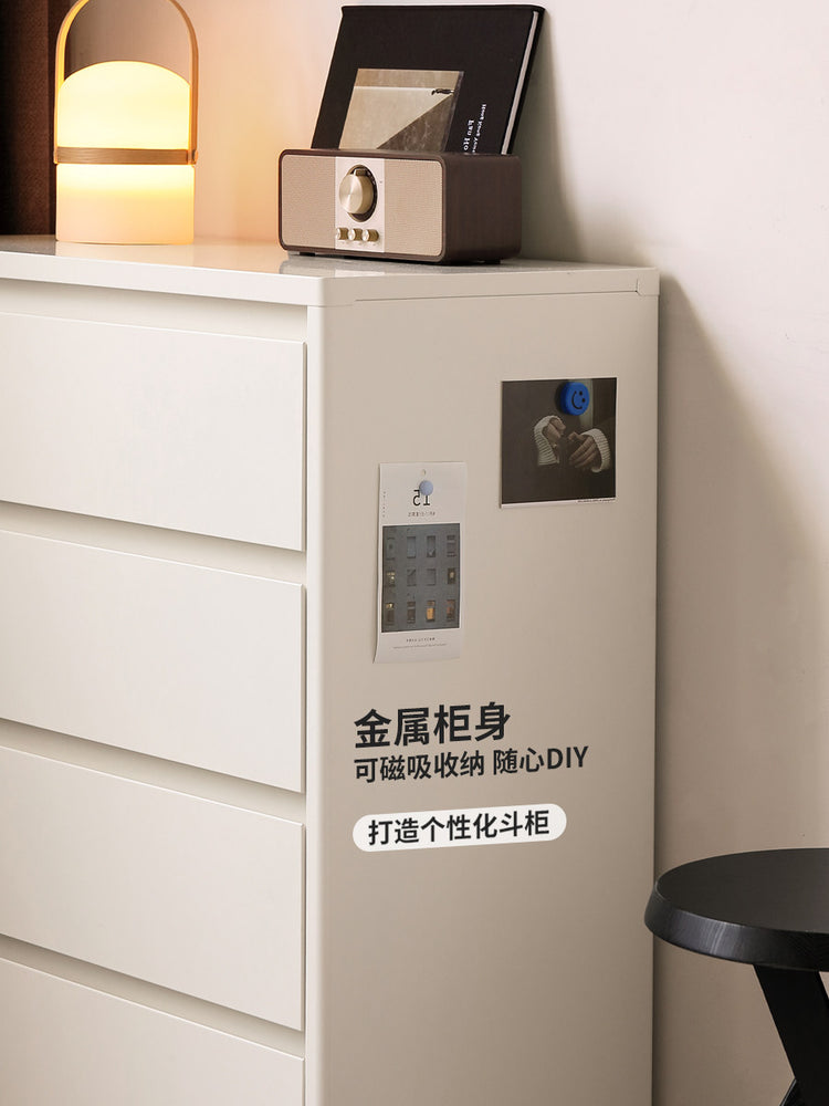 铁艺斗柜现代简约储物柜卧室床尾抽屉柜白色金属边柜
