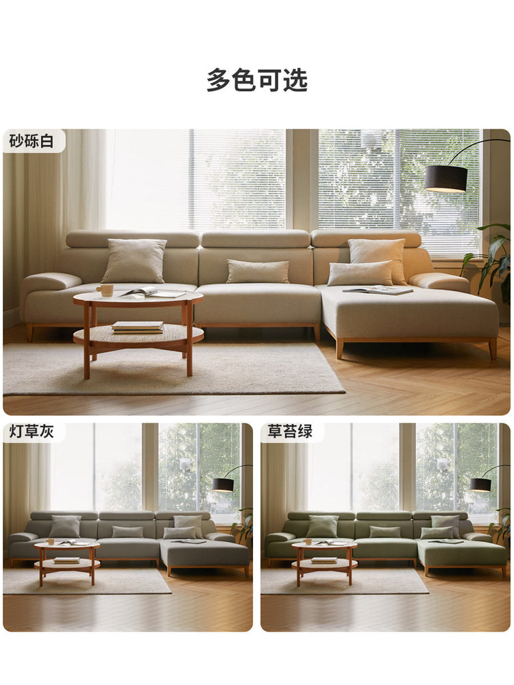 布艺沙发简约现代高靠背转角布沙发大户型客厅实木家具