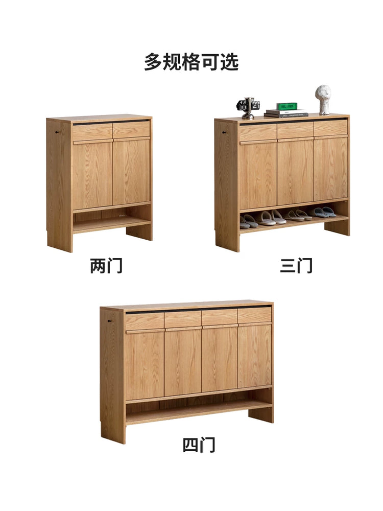 Solid Wood Shoe Cabinet with Drawers and Adjustable Shelves