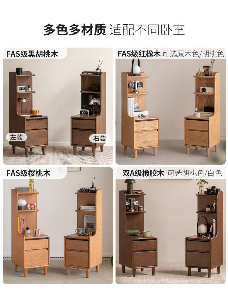 实木床头柜现代简约储物柜卧室白色置物柜奶油风柜子