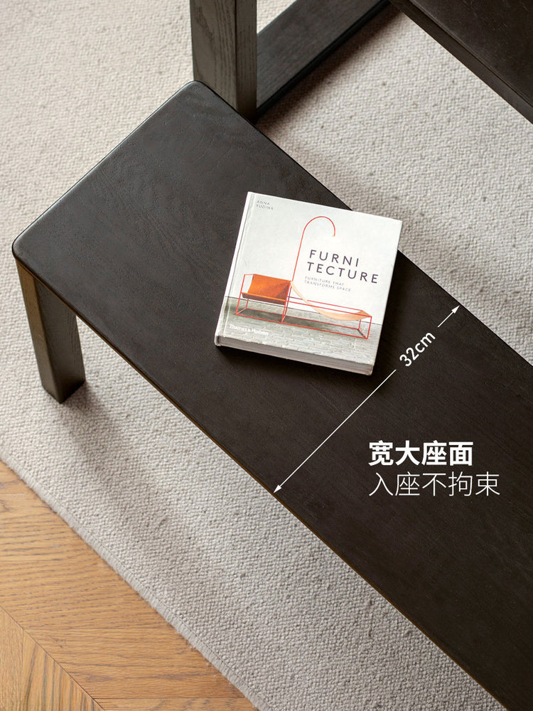 实木长凳餐厅现代简约长条凳橡木美式卧室黑色床尾凳