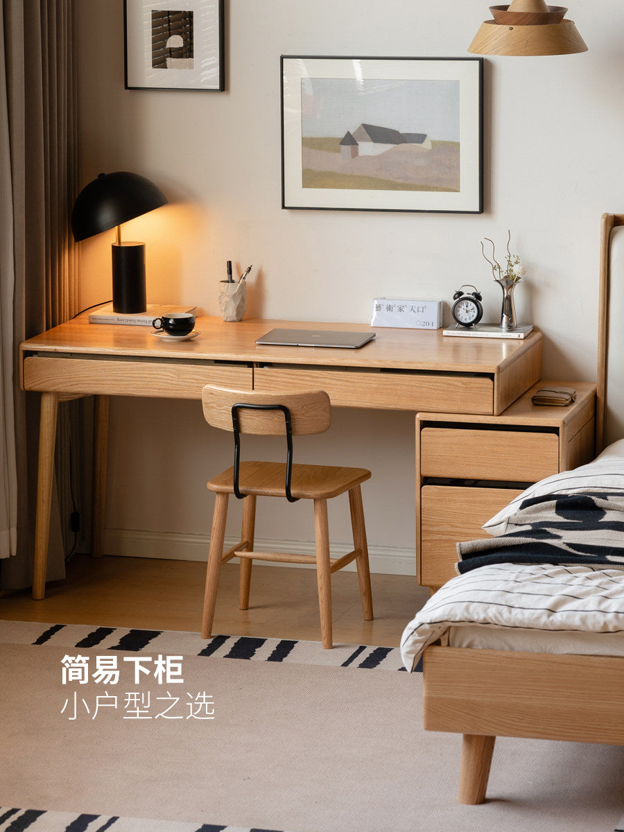 实木书桌书房现代简约办公桌橡木电脑桌可伸缩桌子
