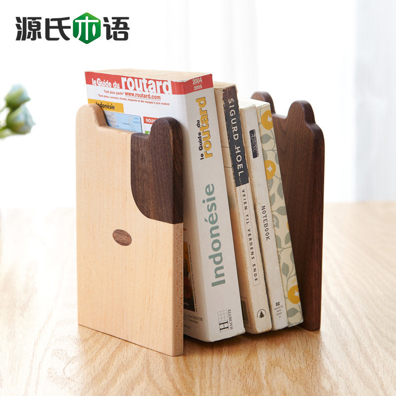 实木书立现代简约创意狗狗熊仔书档北欧书房桌面书本书夹