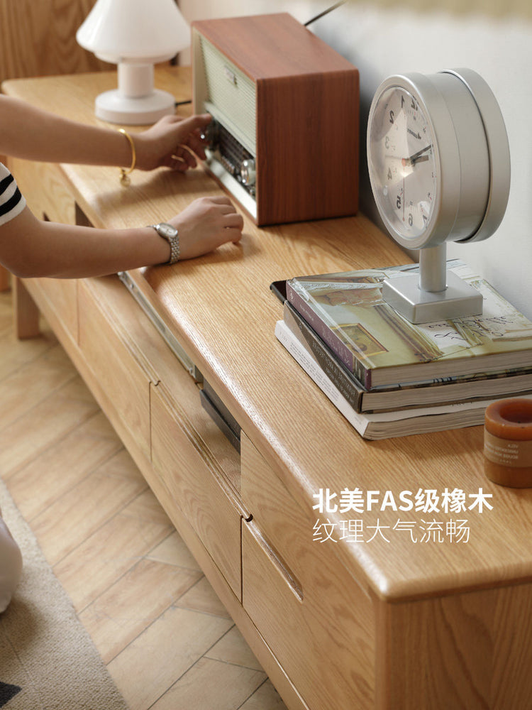 实木电视柜橡木地柜现代简约小户型矮柜客厅原木储物柜