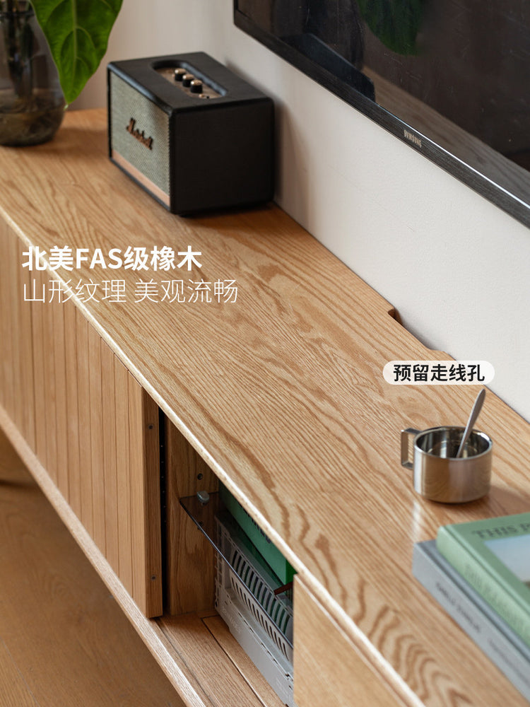 实木电视柜客厅现代简约收纳储物柜橡木原木风电视机柜