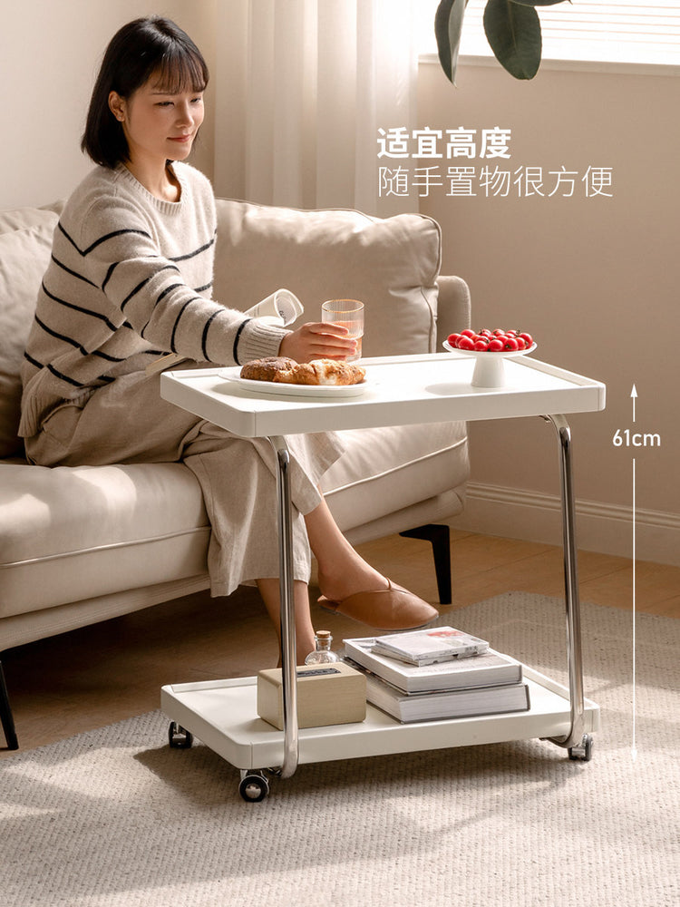 实木边几C型现代简约客厅白色可移动小茶几沙发边桌