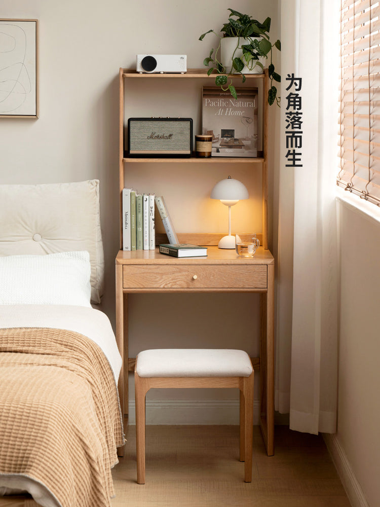 实木书桌书架一体现代简约小户型家具橡木原木办公桌