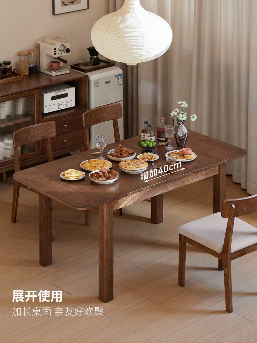 实木餐桌小户型餐厅折叠桌饭桌橡木简约可伸缩桌子