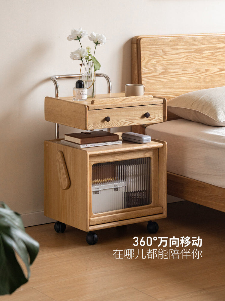 实木边几客厅现代简约储物边柜移动推车机器人床头柜