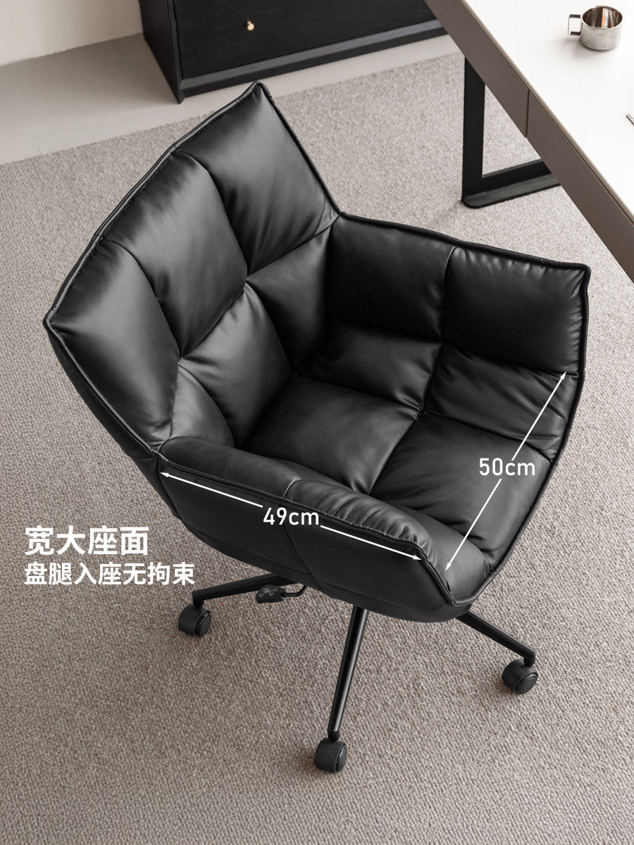 电脑椅书房升降办公椅意式轻奢软包靠背椅黑色扶手椅