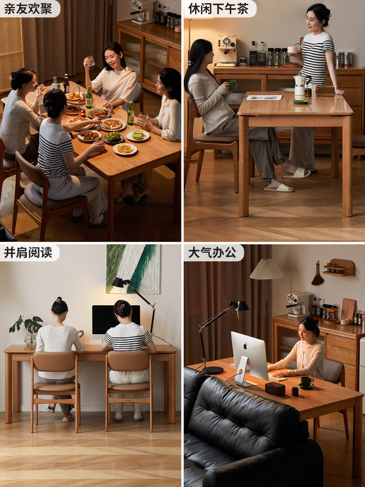 实木餐桌樱桃木中古风餐厅吃饭桌原木办公桌学习桌