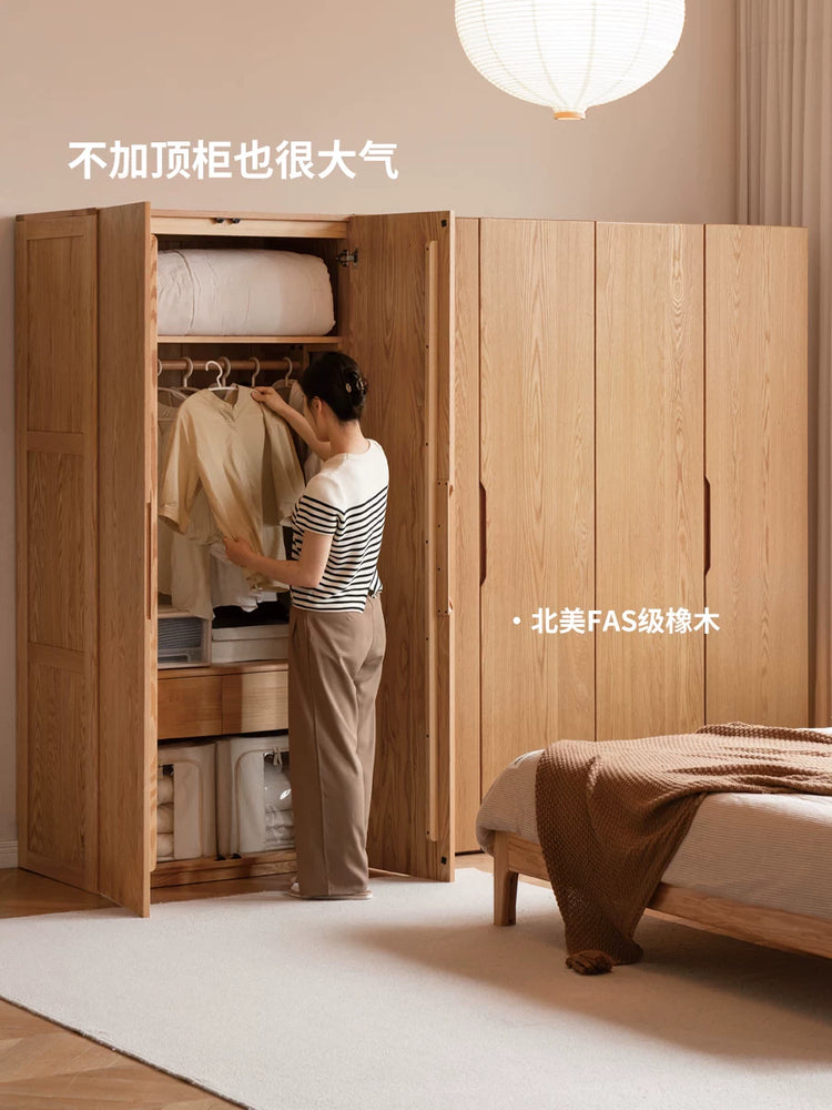实木衣柜卧室原木风衣橱北欧橡木储物柜小户型收纳柜
