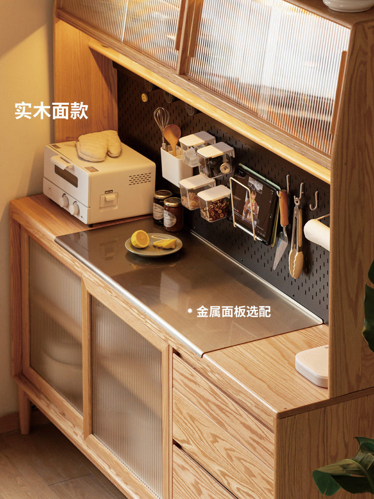 实木餐边柜现代简约茶水柜厨房碗柜置物柜大容量收纳柜
