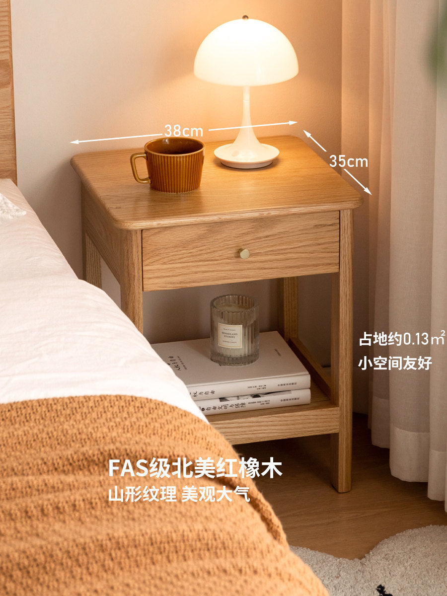 实木床头柜现代简约橡木灯桌柜北欧卧室储物柜原木收纳柜