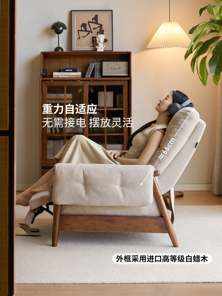 布艺沙发椅可躺可睡单人沙发客厅功能躺椅阳台休闲椅