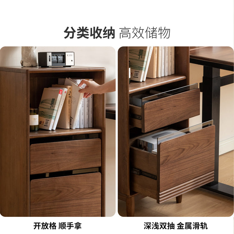 实木边柜现代简约电视柜展示柜客厅储物柜黑胡桃木书柜