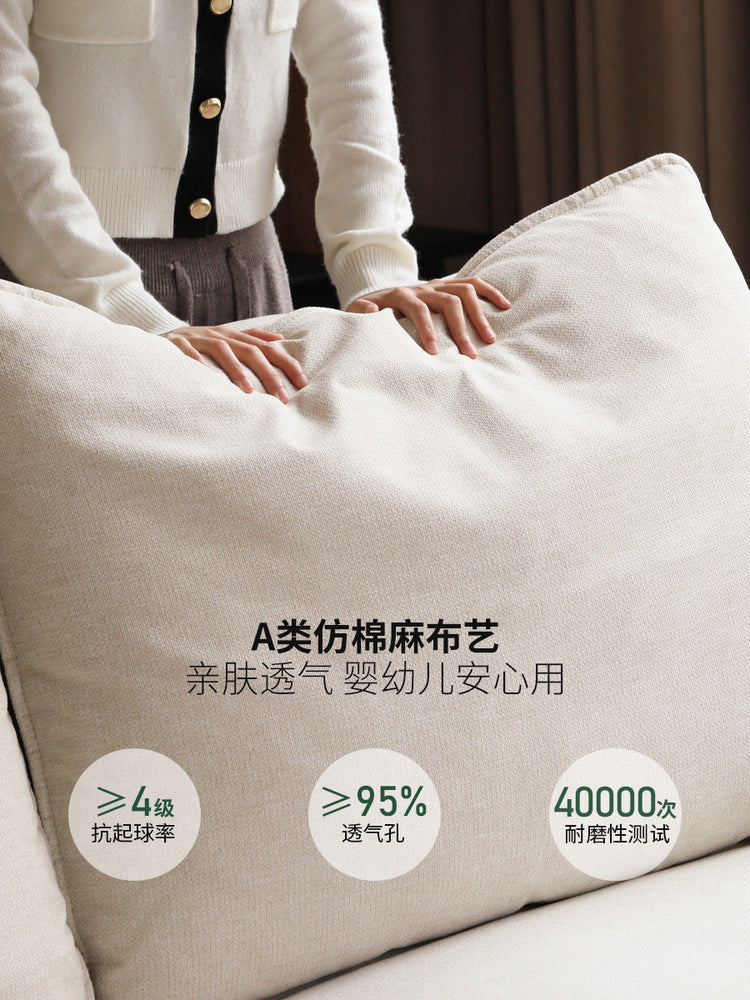 实木客厅黑胡桃木高靠背布艺沙发豆腐块直排沙发