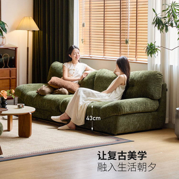 布艺沙发客厅复古云朵小户型三人位雪尼尔沙发
