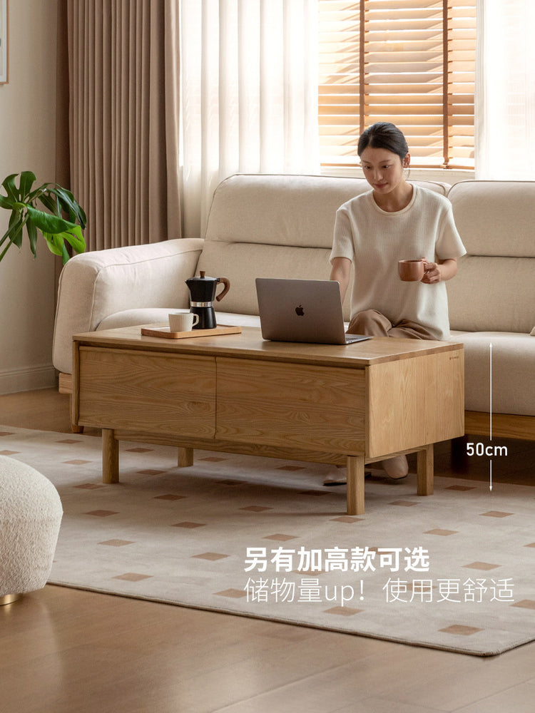 实木茶几客厅现代简约茶桌餐桌两用白蜡木骨骼线茶台