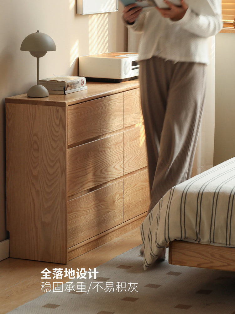 实木梳妆台斗柜一体简约卧室化妆桌橡木超窄小户型化妆台