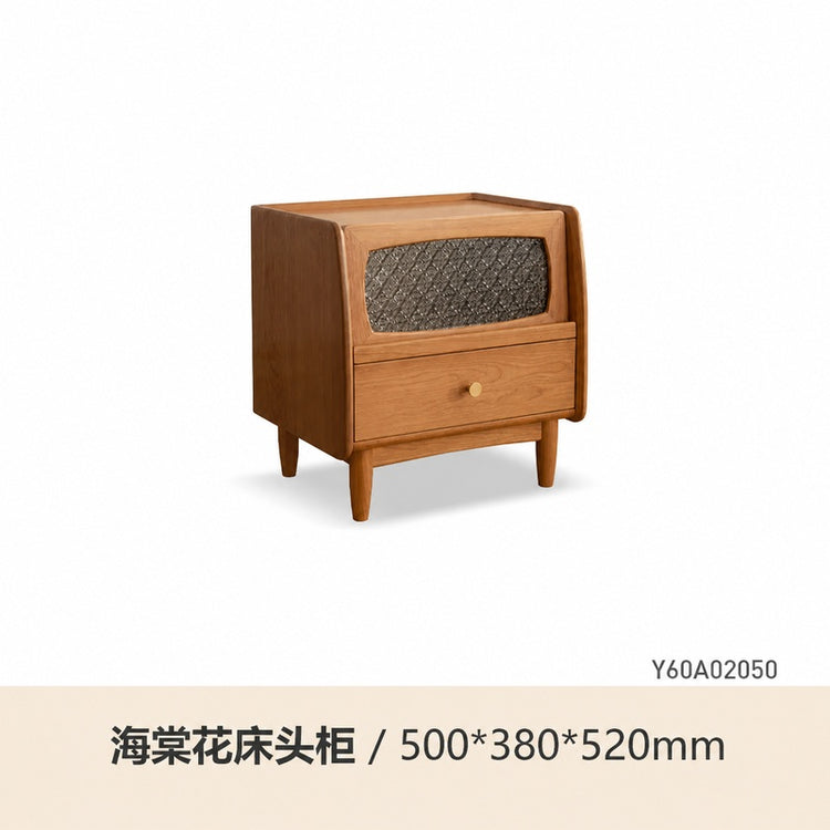 实木夹缝床头柜中古樱桃木床边柜简约卧室超窄抽屉收纳柜