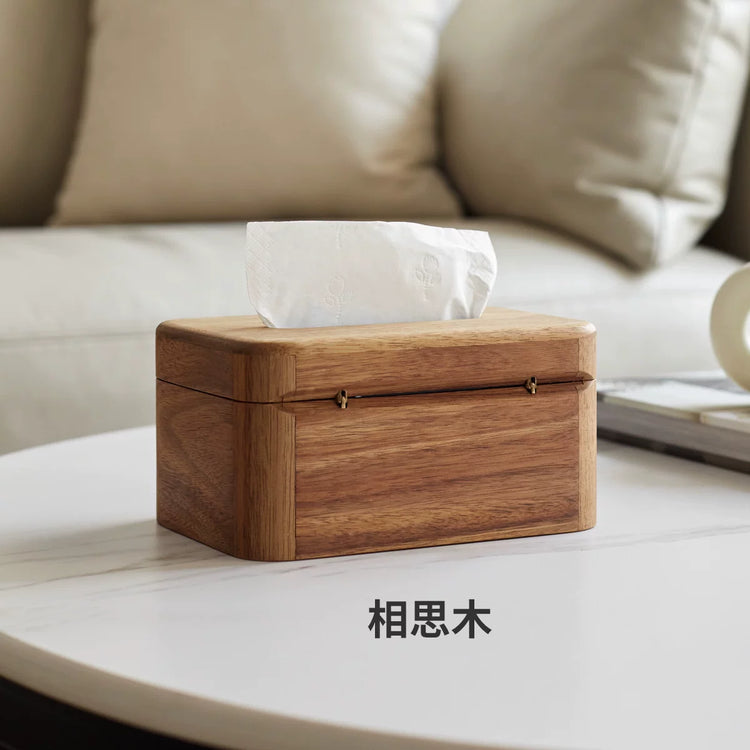 全实木收纳盒北欧黑胡桃木纸巾盒现代简约厨房客厅抽纸盒
