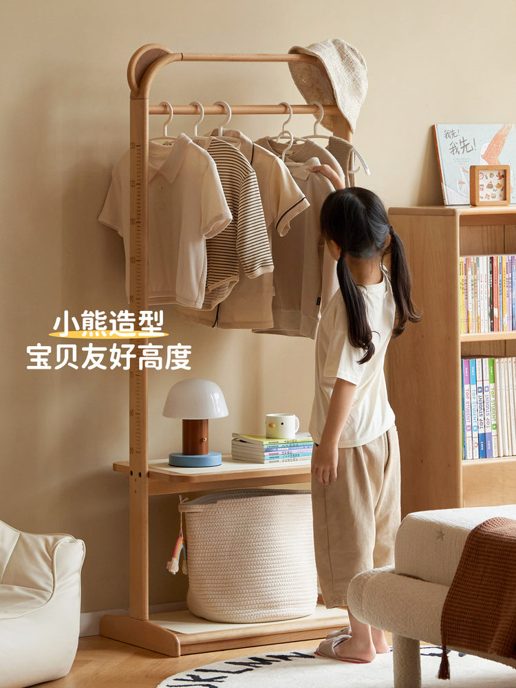 实木儿童衣帽架落地挂衣架现代简约创意衣架小孩衣服架子